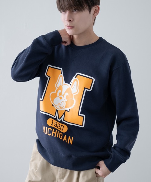 新品 MICHIGAN プリント 裏起毛 スウェット アッシュ XL ギルダン新品 MICHIGAN プリント 裏起毛 スウェット アッシュ L