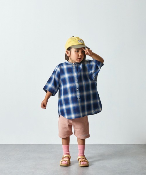 EAST END HIGHLANDERS（イーストエンドハイランダーズ）の「East End Highlanders / スウェットショートパンツ<130-150cm>（スウェットパンツ・キッズ・ブルー/サーモンピンク・130/150）」の7枚目の写真
