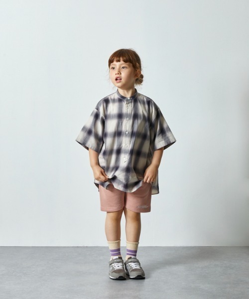 EAST END HIGHLANDERS（イーストエンドハイランダーズ）の「East End Highlanders / スウェットショートパンツ<130-150cm>（スウェットパンツ・キッズ・ブルー/サーモンピンク・130/150）」の8枚目の写真