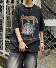 Confirm | 24SS ヴィンテージライク レトロプリント ピグメント加工 ビッグシルエット半袖バンドTシャツ カットソー【Confirm】(Tシャツ/カットソー)