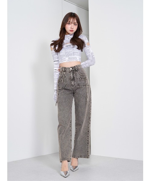 Darich（ダーリッチ）の「ニュースペーパーデザイントップス（Tシャツ/カットソー・レディース・ブラック/アイボリー・FREE）」の8枚目の写真