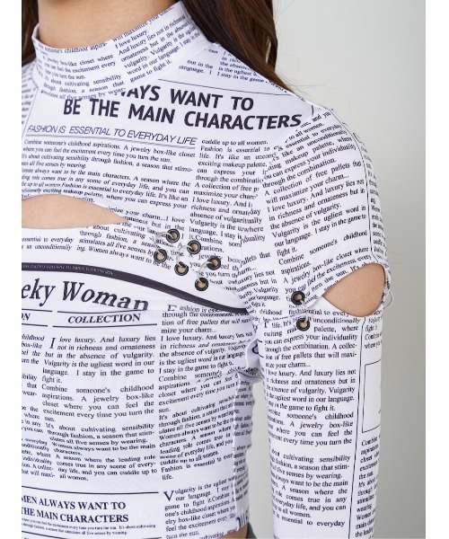 Darich（ダーリッチ）の「ニュースペーパーデザイントップス（Tシャツ/カットソー・レディース・ブラック/アイボリー・FREE）」の13枚目の写真