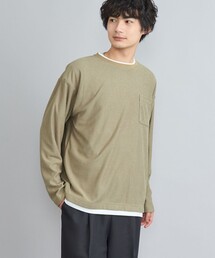 コットンタッチワッフルフェイクレイヤードロングスリーブTシャツ