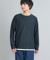 コットンタッチワッフルフェイクレイヤードロングスリーブTシャツ