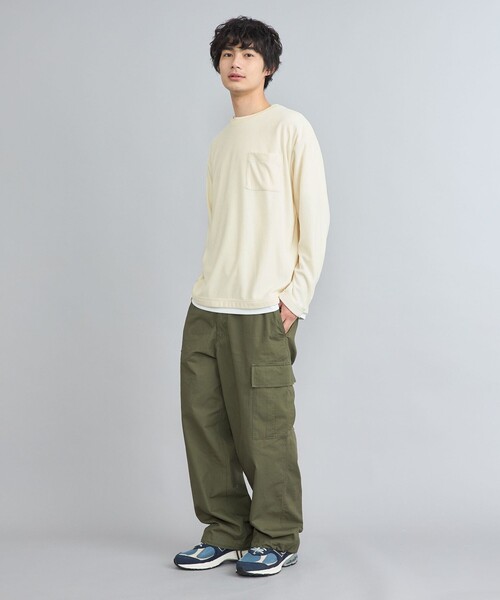 coen(コーエン)の「コットンタッチワッフルフェイクレイヤードロングスリーブTシャツ(Tシャツ/カットソー・メンズ・ベージュ/オフホワイト/ネイビー・S/L/M)」の9枚目の写真