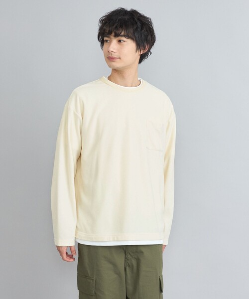 coen(コーエン)の「コットンタッチワッフルフェイクレイヤードロングスリーブTシャツ(Tシャツ/カットソー・メンズ・ベージュ/オフホワイト/ネイビー・S/L/M)」の12枚目の写真