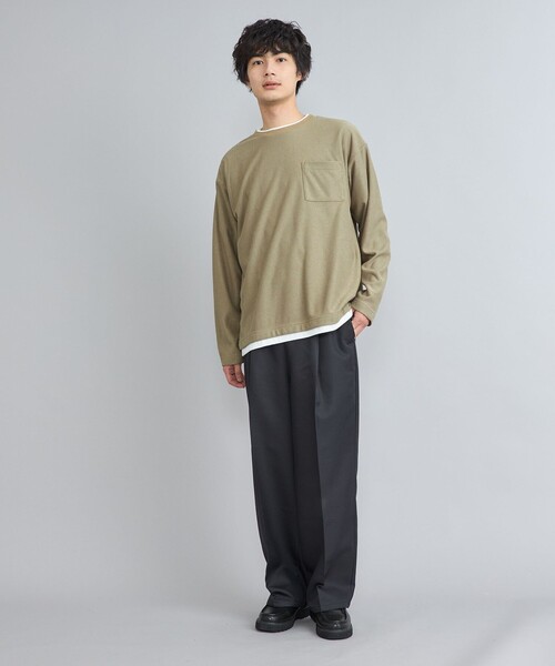 coen(コーエン)の「コットンタッチワッフルフェイクレイヤードロングスリーブTシャツ(Tシャツ/カットソー・メンズ・ベージュ/オフホワイト/ネイビー・S/L/M)」の16枚目の写真