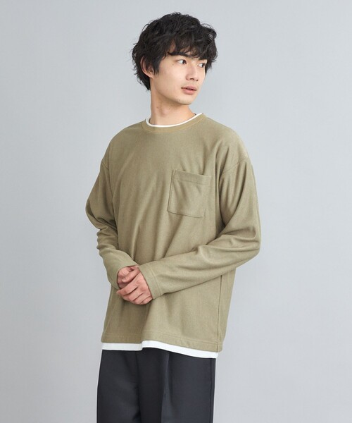 coen(コーエン)の「コットンタッチワッフルフェイクレイヤードロングスリーブTシャツ(Tシャツ/カットソー・メンズ・ベージュ/オフホワイト/ネイビー・S/L/M)」の17枚目の写真