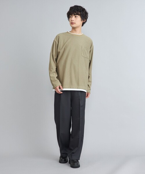 coen(コーエン)の「コットンタッチワッフルフェイクレイヤードロングスリーブTシャツ(Tシャツ/カットソー・メンズ・ベージュ/オフホワイト/ネイビー・S/L/M)」の18枚目の写真