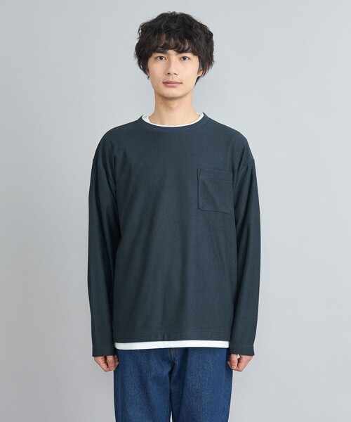 coen(コーエン)の「コットンタッチワッフルフェイクレイヤードロングスリーブTシャツ(Tシャツ/カットソー・メンズ・ベージュ/オフホワイト/ネイビー・S/L/M)」の19枚目の写真