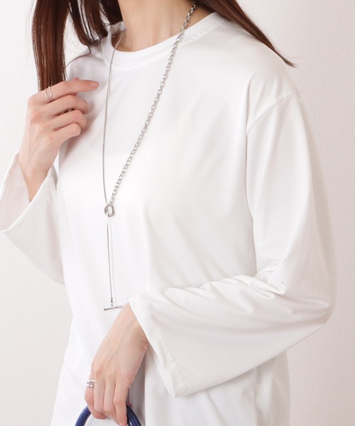 Lace Ladies(レースレディース)の「クルーネック ベーシックカラー プルオーバー(Tシャツ/カットソー・レディース・ブラック/ベージュ/グレー/グリーン/レッド/ホワイト・XL/M)」の2枚目の写真