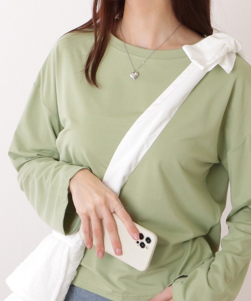 Lace Ladies(レースレディース)の「クルーネック ベーシックカラー プルオーバー(Tシャツ/カットソー・レディース・ブラック/ベージュ/グレー/グリーン/レッド/ホワイト・XL/M)」の5枚目の写真