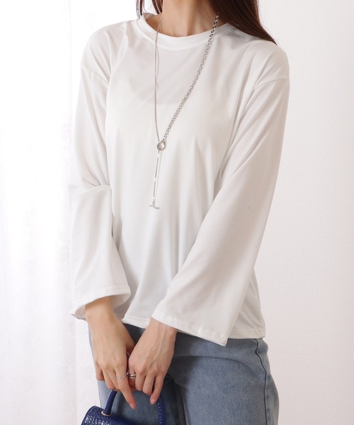 Lace Ladies(レースレディース)の「クルーネック ベーシックカラー プルオーバー(Tシャツ/カットソー・レディース・ブラック/ベージュ/グレー/グリーン/レッド/ホワイト・XL/M)」の9枚目の写真