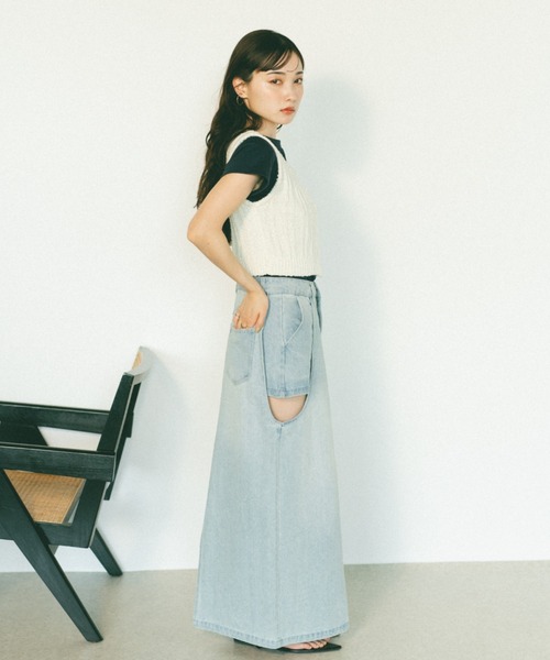 VANNIE U(ヴァニーユー)の「スラブニットベスト(ベスト・レディース・ネイビー/ピンク/アイボリー・FREE)」の5枚目の写真