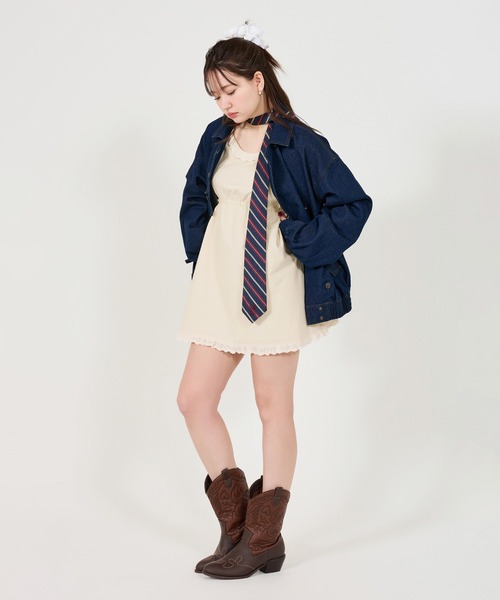 TINA:JOJUN(ティーナジョジュン)の「コットンレース付き ミニ丈ワンピース TINA:JOJUN(ワンピース・レディース・ライトベージュ/ホワイト・M)」の18枚目の写真
