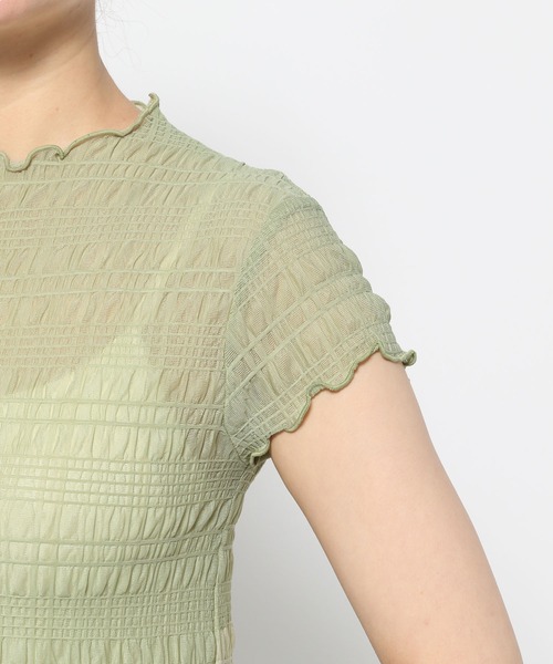 mysty woman（ミスティウーマン）の「シアーシャーリングノースリプルオーバー　113508（Tシャツ/カットソー・レディース・アイボリー/ブラック/ライトグリーン・FREE）」の14枚目の写真