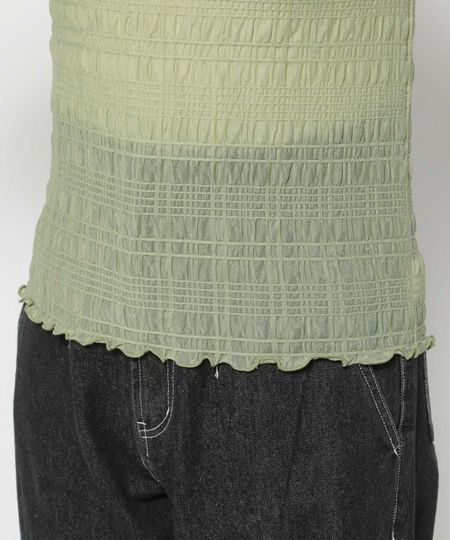 mysty woman（ミスティウーマン）の「シアーシャーリングノースリプルオーバー　113508（Tシャツ/カットソー・レディース・アイボリー/ブラック/ライトグリーン・FREE）」の15枚目の写真