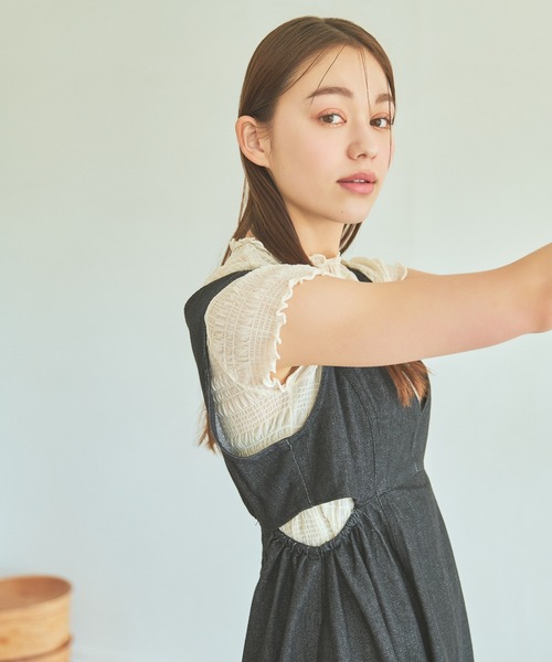 mysty woman（ミスティウーマン）の「シアーシャーリングノースリプルオーバー　113508（Tシャツ/カットソー・レディース・アイボリー/ブラック/ライトグリーン・FREE）」の20枚目の写真