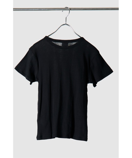 MILLER（ミラー）の「【シアー】【コットン100％】Miller ライトパネルリブクルーネックTEE（Tシャツ/カットソー・レディース・ブラック/オフホワイト・FREE）」の3枚目の写真