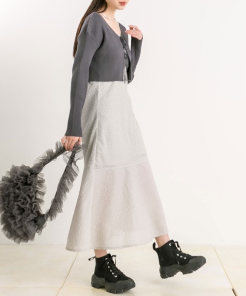 OLIVE des OLIVE(オリーブデオリーブ)の「リボンカーディガン+キャミワンピセット 1041090070(ワンピース・レディース・グレー/サックスブルー/アイボリー・FREE)」の21枚目の写真