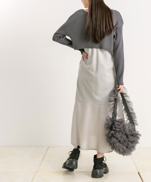 リボンカーディガン+キャミワンピセット 1041090070（ワンピース