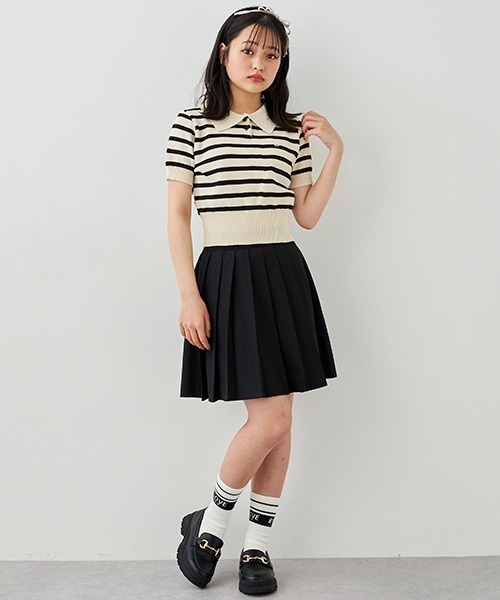 by LOVEiT(バイラビット)の「ウォッシャブルボーダーポロニット(ニット/セーター・キッズ・ベージュ/ブラック・130cm/140cm/150cm/120cm/160cm)」の3枚目の写真