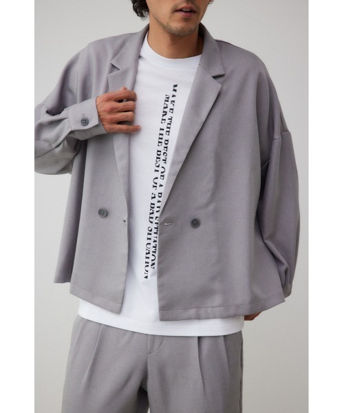 AZUL by moussy（アズールバイマウジー）の「ルーズダブル短丈ジャケット（テーラードジャケット・メンズ・グレー/ベージュ・FREE）」の3枚目の写真