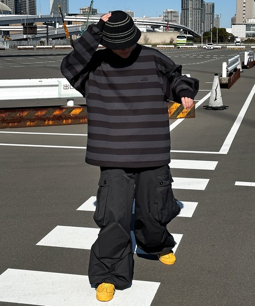 Perushu（ペルーシュ）の「ドローコード付きボーダーロンT（Tシャツ/カットソー・メンズ・グリーン/チャコールグレー/ライトベージュ・MEDIUM/LARGE）」の11枚目の写真