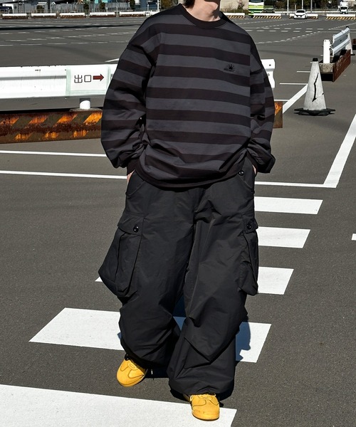 Perushu（ペルーシュ）の「ドローコード付きボーダーロンT（Tシャツ/カットソー・メンズ・グリーン/チャコールグレー/ライトベージュ・MEDIUM/LARGE）」の10枚目の写真