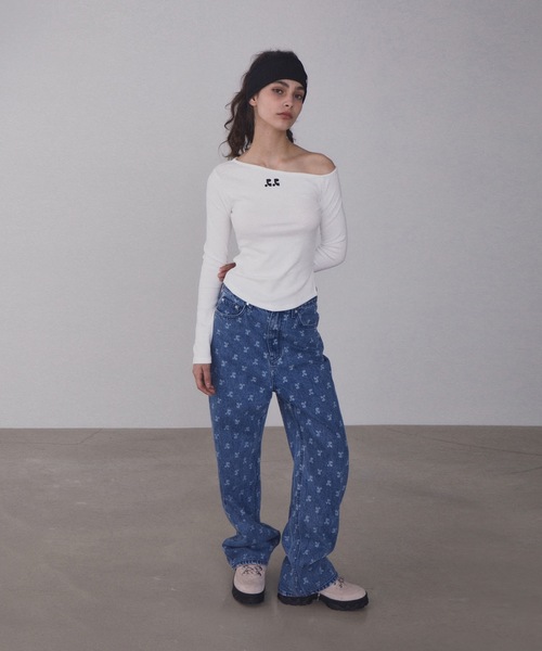 Rest&Recreation ワンショルダーTシャツ ロンT ピンク Rest & Recreation RR ONE SHOULDER LONG SLEEVE TOP レスト