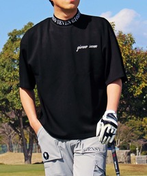 GIORNO SEVEN（ジョルノセブン）の「モックネックシャツ ゴルフウェア ワイドシルエット 半袖 ネックロゴ ポロシャツ ハイネック メンズ（ゴルフグッズ）」