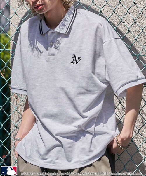 PUBLUX（パブリュクス）の「PUBLUX/パブリュクス MLB 別注 ロゴ刺繍鹿の子ポロシャツ【限定展開】（ポロシャツ・メンズ・ライトグレー/ネイビー/ブラック/チャコールグレー・SMALL/MEDIUM/LARGE）」の22枚目の写真