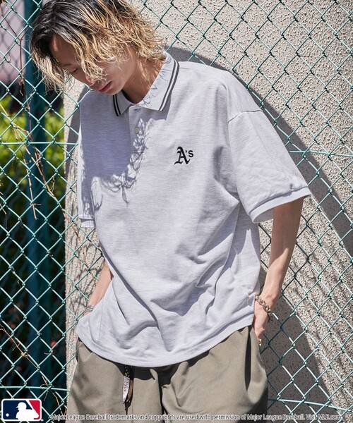 PUBLUX（パブリュクス）の「PUBLUX/パブリュクス MLB 別注 ロゴ刺繍鹿の子ポロシャツ【限定展開】（ポロシャツ・メンズ・ライトグレー/ネイビー/ブラック/チャコールグレー・SMALL/MEDIUM/LARGE）」の18枚目の写真