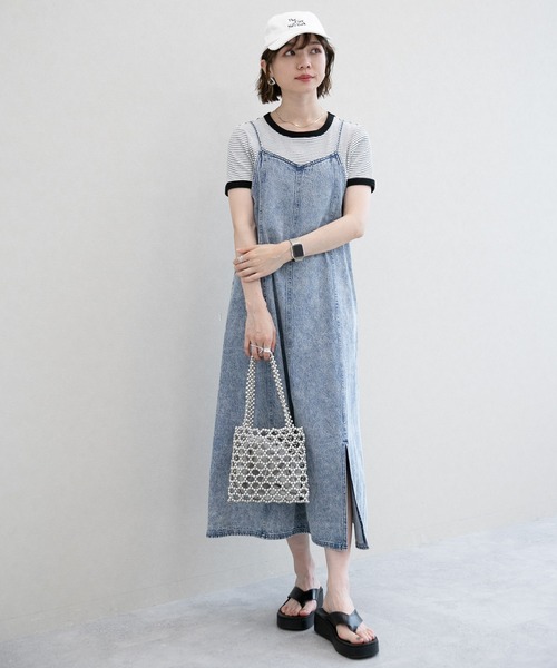 RAGEBLUE（レイジブルー）の「スリットデニムキャミワンピース（ワンピース・レディース・ブルー/ブラック・FREE）」の20枚目の写真