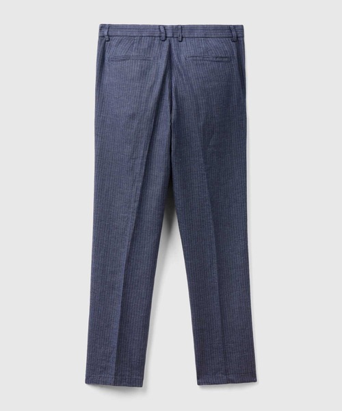 BENETTON (UNITED COLORS OF BENETTON)（ベネトンユナイテッドカラーズオブベネトン）の「リネン先染めストライプパンツ（その他パンツ・メンズ・インディゴブルー・42/44/46/50）」の6枚目の写真