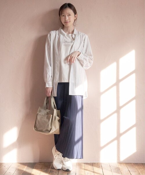 ikka(イッカ)の「フレンチリネンMIX長袖シャツ【抗菌防臭/吸水速乾】(シャツ/ブラウス・レディース・ホワイト/ベージュ/ネイビー/イエロー/ブルー/グリーン・M/L/S)」の12枚目の写真