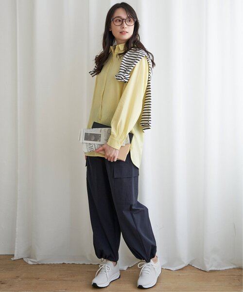 ikka(イッカ)の「フレンチリネンMIX長袖シャツ【抗菌防臭/吸水速乾】(シャツ/ブラウス・レディース・ホワイト/ベージュ/ネイビー/イエロー/ブルー/グリーン・M/L/S)」の16枚目の写真