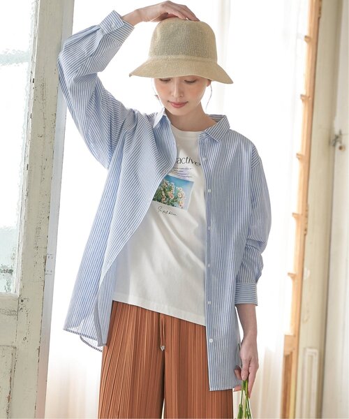 ikka(イッカ)の「フレンチリネンMIX長袖シャツ【抗菌防臭/吸水速乾】(シャツ/ブラウス・レディース・ホワイト/ベージュ/ネイビー/イエロー/ブルー/グリーン・M/L/S)」の21枚目の写真