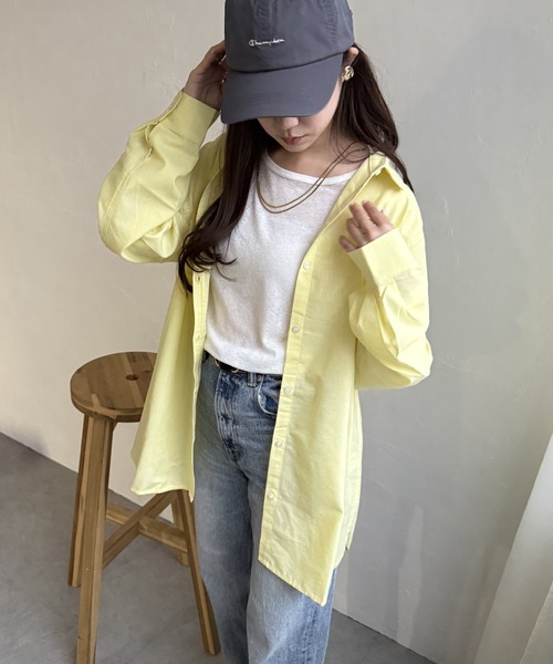 ikka(イッカ)の「フレンチリネンMIX長袖シャツ【抗菌防臭/吸水速乾】(シャツ/ブラウス・レディース・ホワイト/ベージュ/ネイビー/イエロー/ブルー/グリーン・M/L/S)」の6枚目の写真