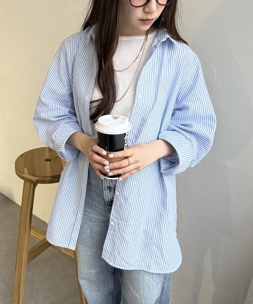 ikka(イッカ)の「フレンチリネンMIX長袖シャツ【抗菌防臭/吸水速乾】(シャツ/ブラウス・レディース・ホワイト/ベージュ/ネイビー/イエロー/ブルー/グリーン・M/L/S)」の5枚目の写真
