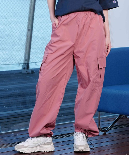 ムラサキスポーツ（ムラサキスポーツ）の「【ムラサキスポーツ限定】KOREA/コリア ナイロンカーゴパンツ ワイドルーズシルエット 韓国ストリート NZ5FKEEPER（カーゴパンツ・レディース・ブラック/カーキ/ピンク・FREE）」の3枚目の写真