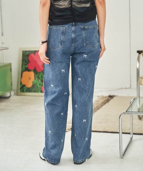セール】リボン刺繍デニムパンツ / ribbon stitch denim（デニム