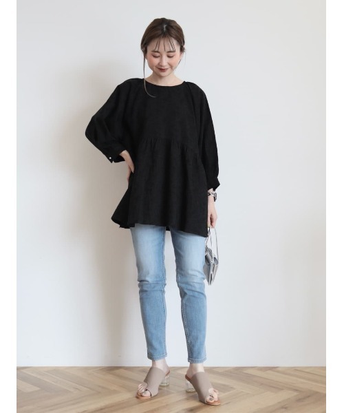 AMERICAN HOLIC(アメリカンホリック)の「ジャガード袖ボリュームチュニック(チュニック・レディース・ブラック・M/L)」の2枚目の写真