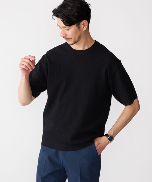 SHIPS:〈手洗い可能〉リネン バスケット ニット Tシャツ セール】SHIPS:〈手洗い可能〉リネン バスケット ニット Tシャツ