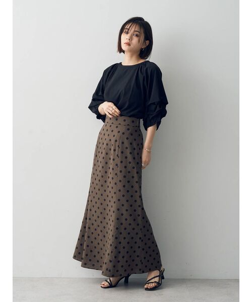 YECCA VECCA(イェッカヴェッカ)の「レーヨンリネンドットマーメイドスカート(スカート・レディース・ライトベージュ/ブラウン・S/M)」の22枚目の写真