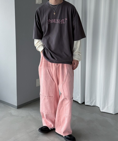 Perushu (ペルーシュ)スタッズ付きブラックデニムリジットデニム Perushu（ペルーシュ）の「クラッシュスタッズワイドルーズ