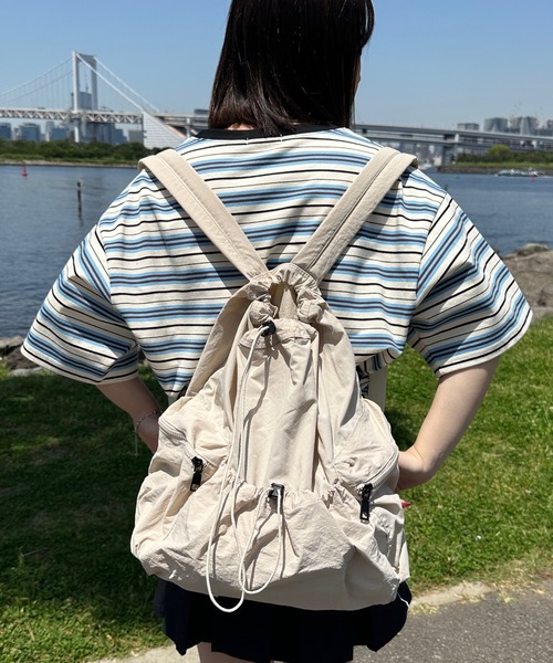 shrita（シュリータ）の「ドロストシャーリングナイロンバックパック（バックパック/リュック・キッズ・ライトブルー/ブラック/ベージュ・FREE）」の2枚目の写真