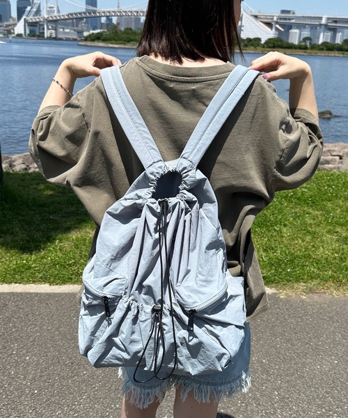 shrita（シュリータ）の「ドロストシャーリングナイロンバックパック（バックパック/リュック・キッズ・ライトブルー/ブラック/ベージュ・FREE）」の3枚目の写真