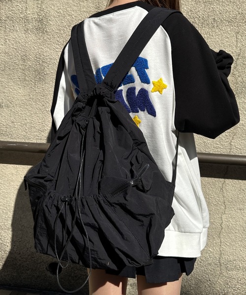 shrita（シュリータ）の「ドロストシャーリングナイロンバックパック（バックパック/リュック・キッズ・ライトブルー/ブラック/ベージュ・FREE）」の8枚目の写真