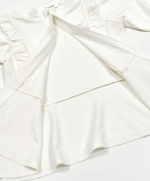 SLAP SLIP（スラップスリップ）の「ジップ付き胸リボンフリルラッシュガード(90~140cm)（ラッシュガード・キッズ・ホワイト/ピンク・100cm/120cm/130cm/140cm/90cm/110cm）」の3枚目の写真